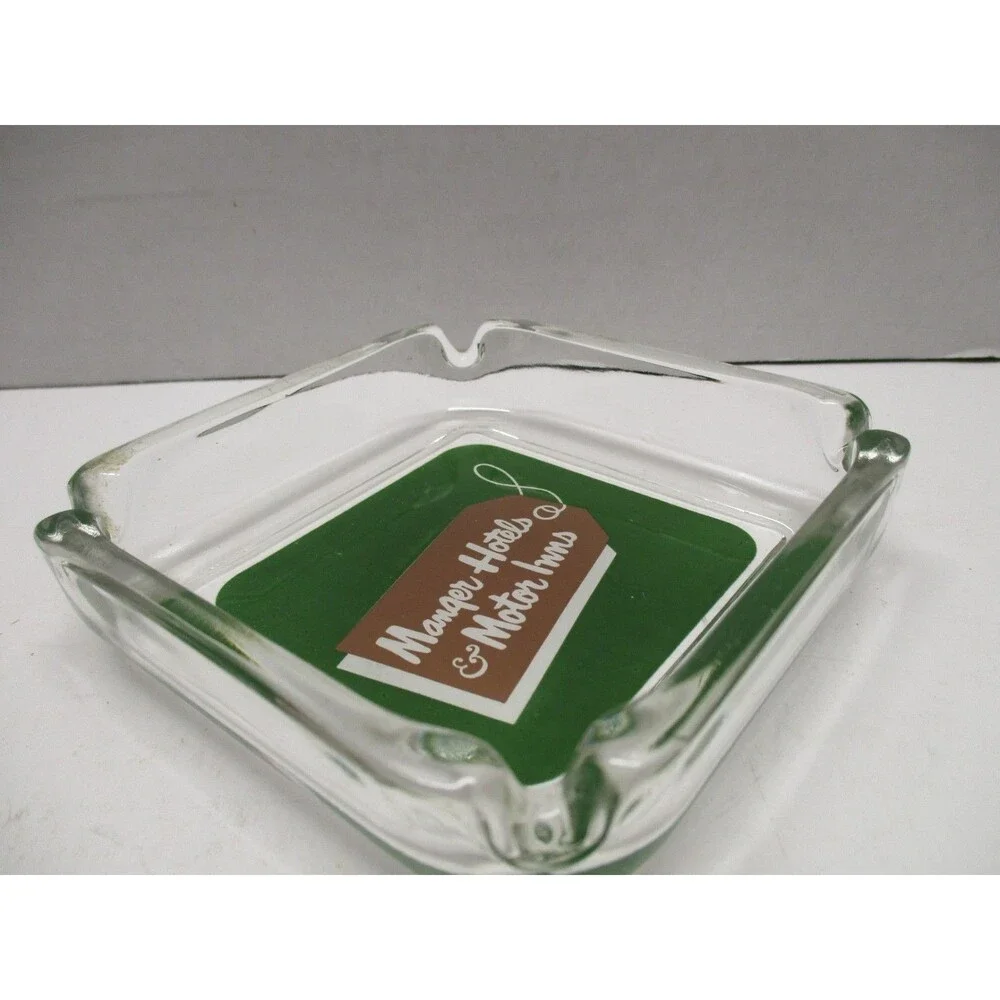 Vintage Advertising Ashtray Glass Manger Hotels and Motor Inns And Soap Bars